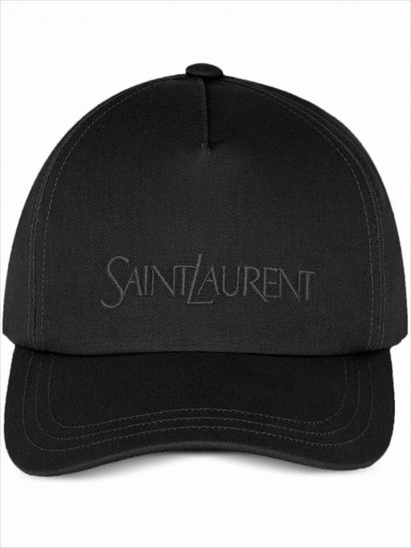 Saint Laurent Structured Black Cap With Curved Brim