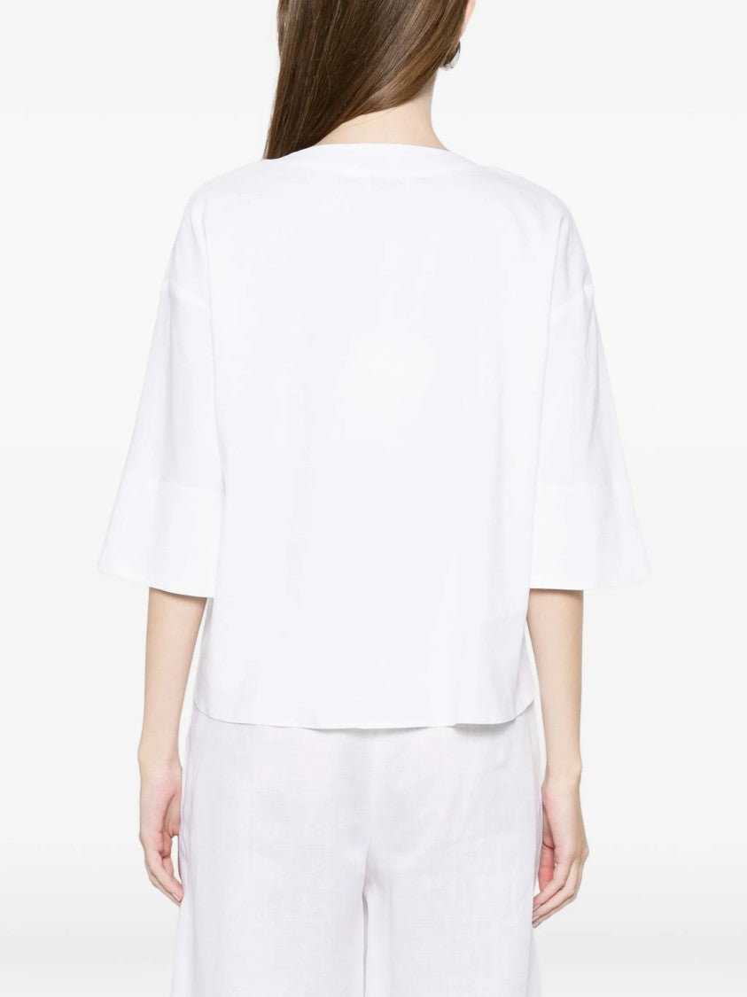 Max Mara White Mxpsospir Boxy Cotton Top