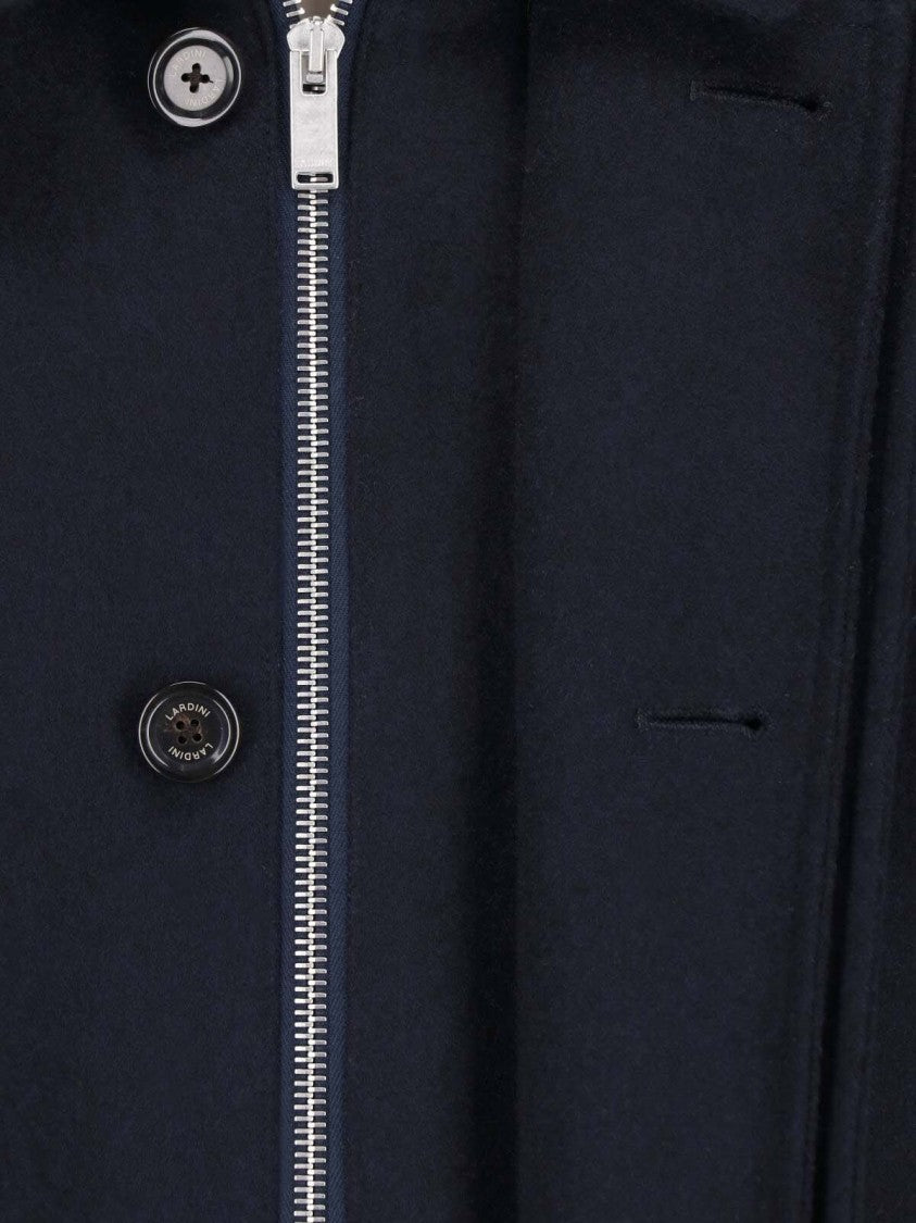 Lardini Blue Minimalist Structured Collar Concealed Placket Jacket