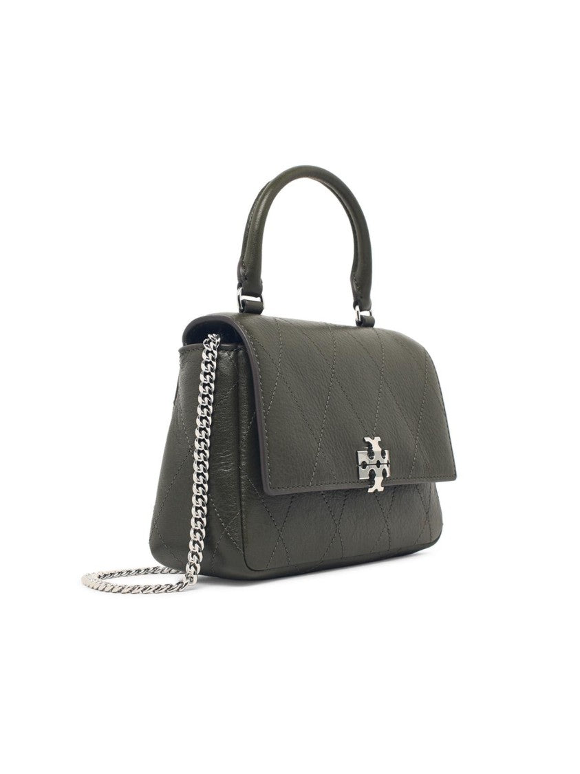 Tory Burch Charlie Top Handle Quilted Leather Bag - Green