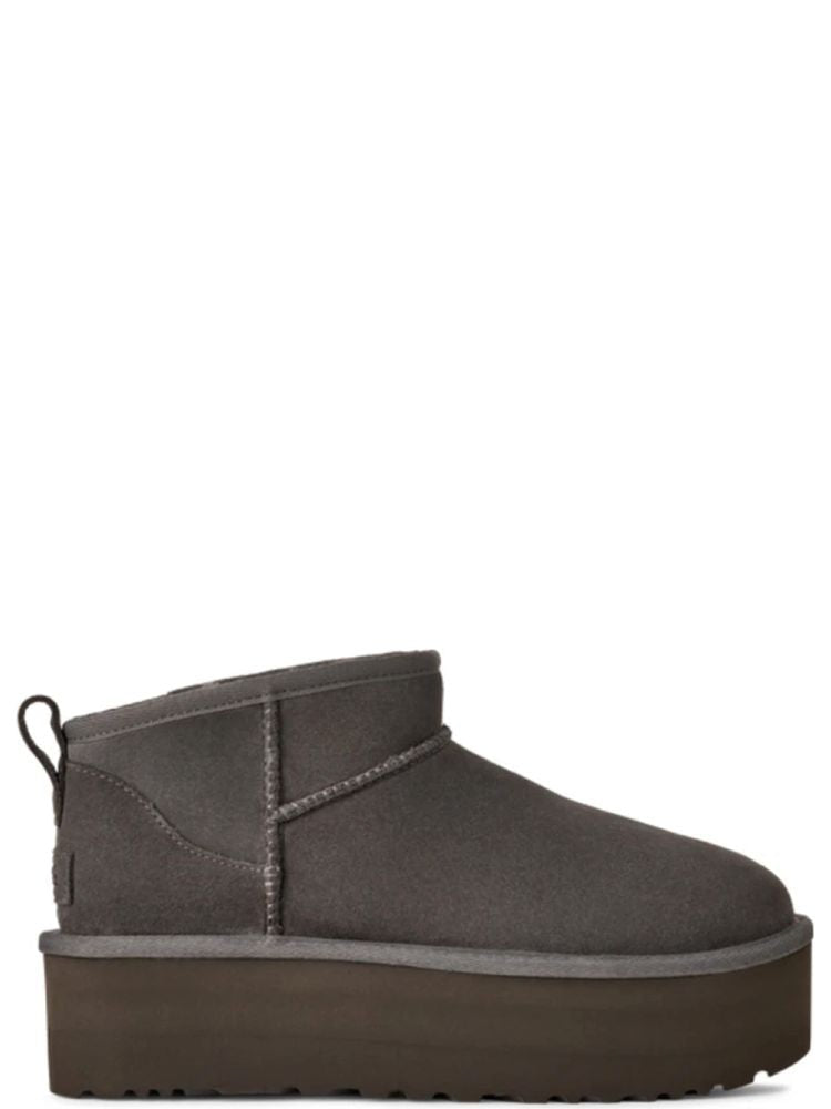 Ugg Grey Ultra Mini Platform Suede Ankle Boots