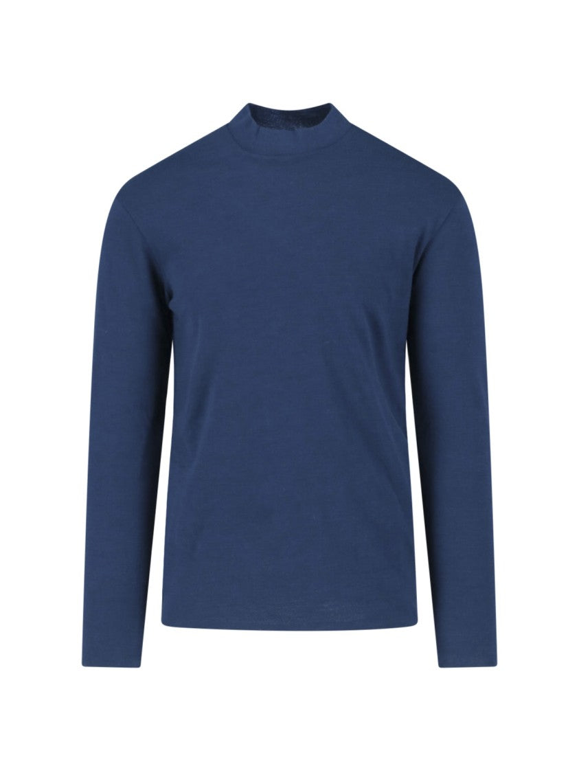 Jil Sander Blue Stand-Collar Wool-Blend Sweater