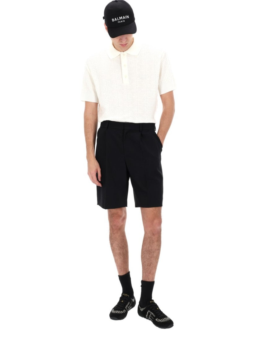 Balmain Neutrals Front Pleats Virgin Wool Shorts