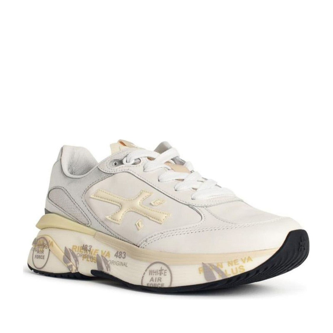 Premiata White Moerund Nylon Metallic Accent Sneakers