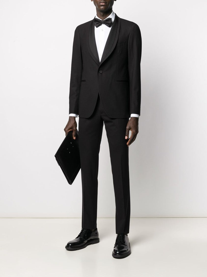 Tagliatore Single-Breasted Black Suit With Notched Lapels