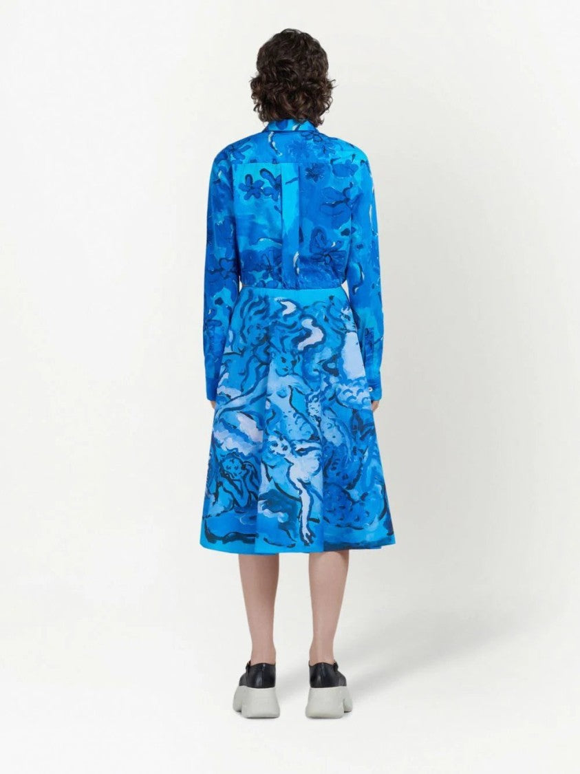 Marni Painterly-Print A-Line Skirt