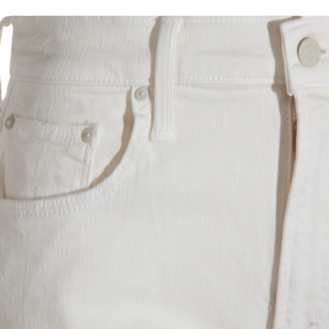 Mother High-Waisted Straight-Leg White Jeans With Five-Pocket Design