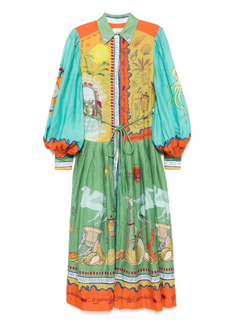 Alemais Surrealist Summer Ramie Shirt Dress