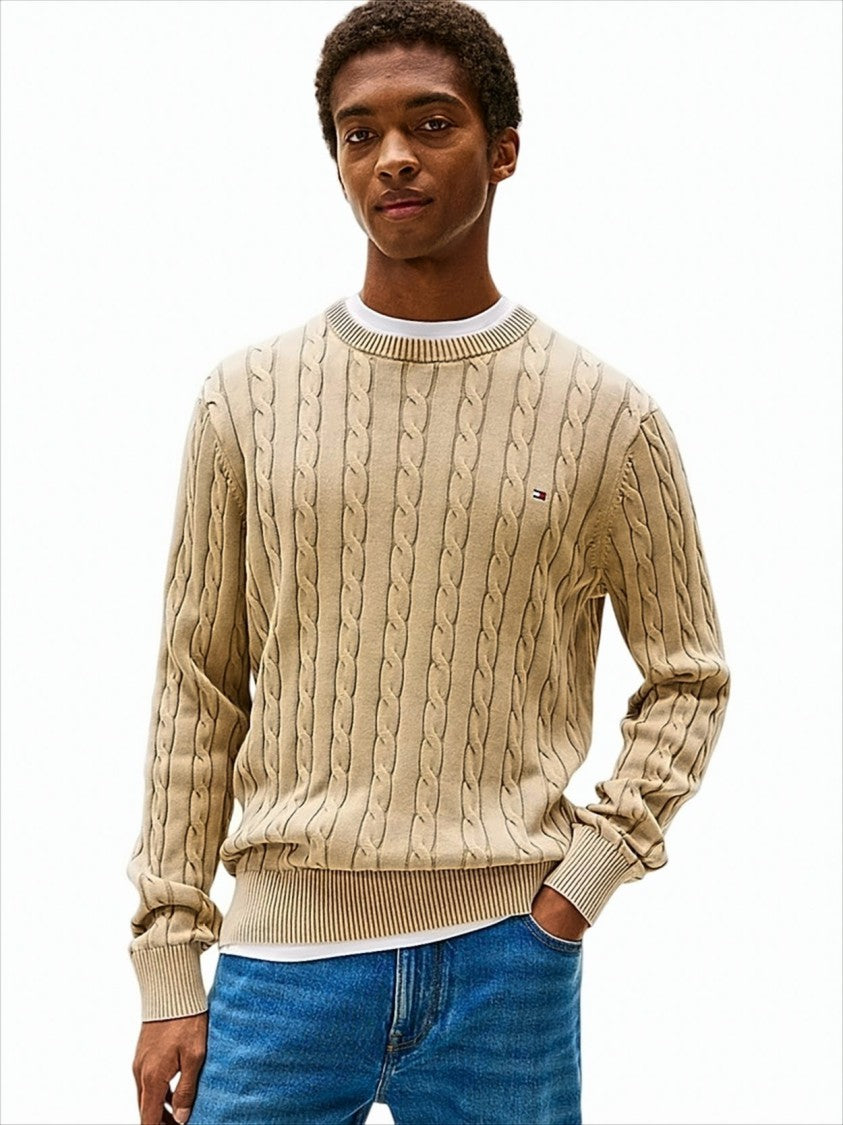 Tommy Hilfiger Vintage Cable-Knit Sweater With Crewneck