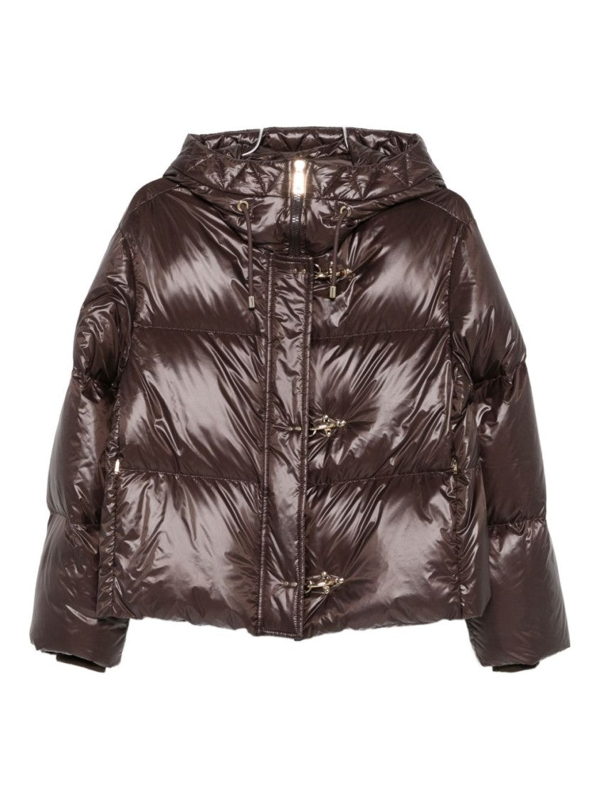 Fay Cropped Hooded Puffer Jacket With Quilted Design