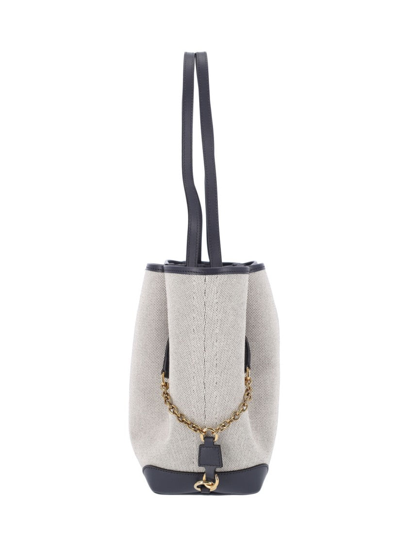 Chloé Textured Fabric Tote Bag With Leather Trim