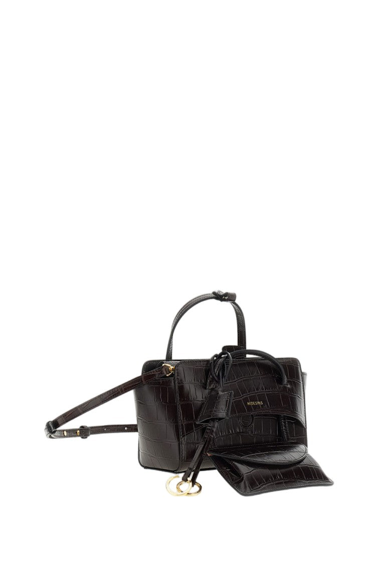 Hidesins Brown Croc-Effect Leather Crossbody Bag
