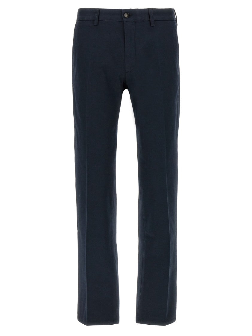 Incotex Slim Fit Black Cotton Twill Trousers