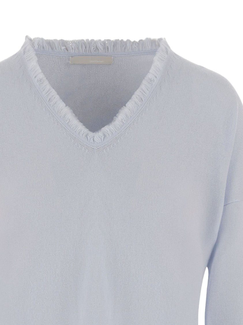 Allude Light Blue Wool And Cashmere Sweater