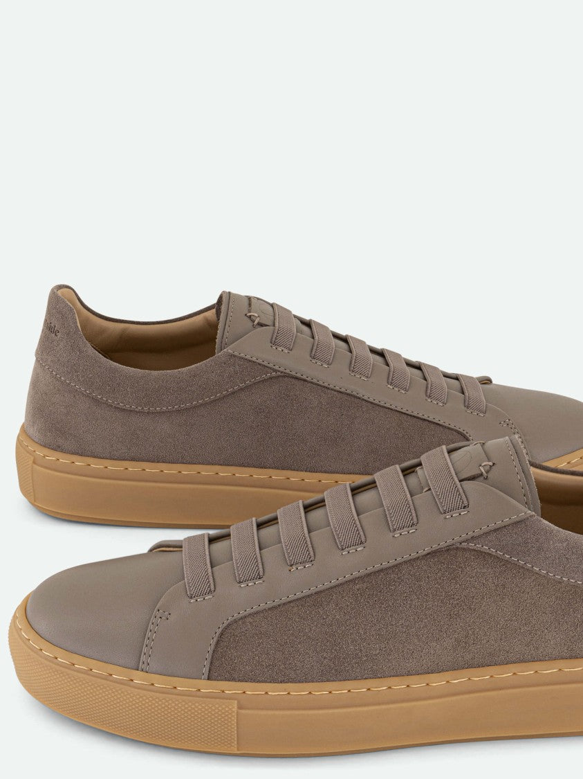 Born Outside Brown Suede Low-Top Sneakers With Smooth Overlays