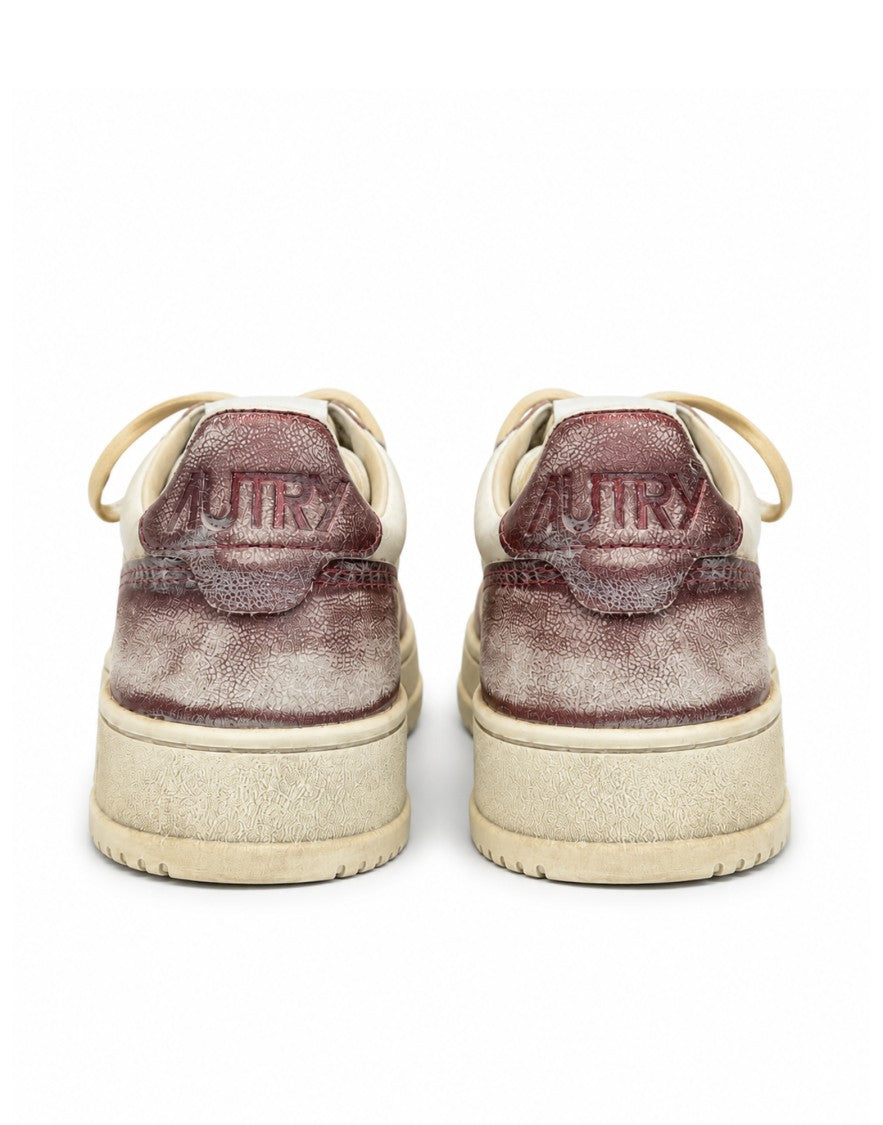 Autry White Leather Metallic Super Vintage Sneakers