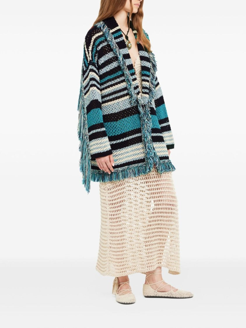 Alanui Loose Open-Knit Sweater With Fringe Detail