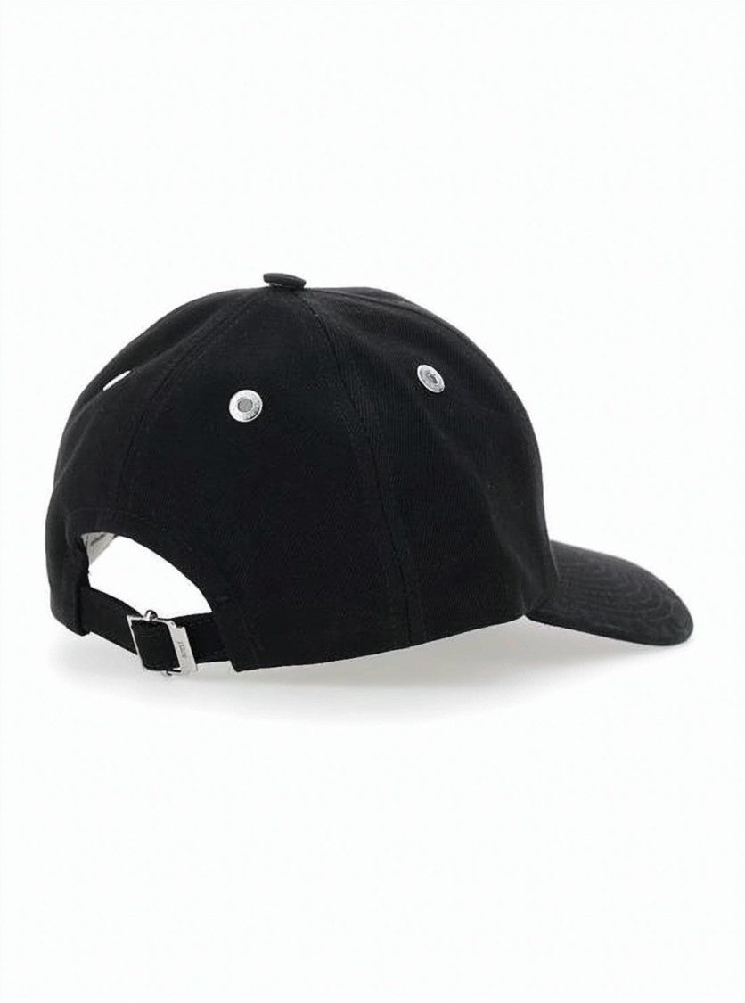Ami Paris Curved Brim Black Baseball Cap With Embroidered Logo