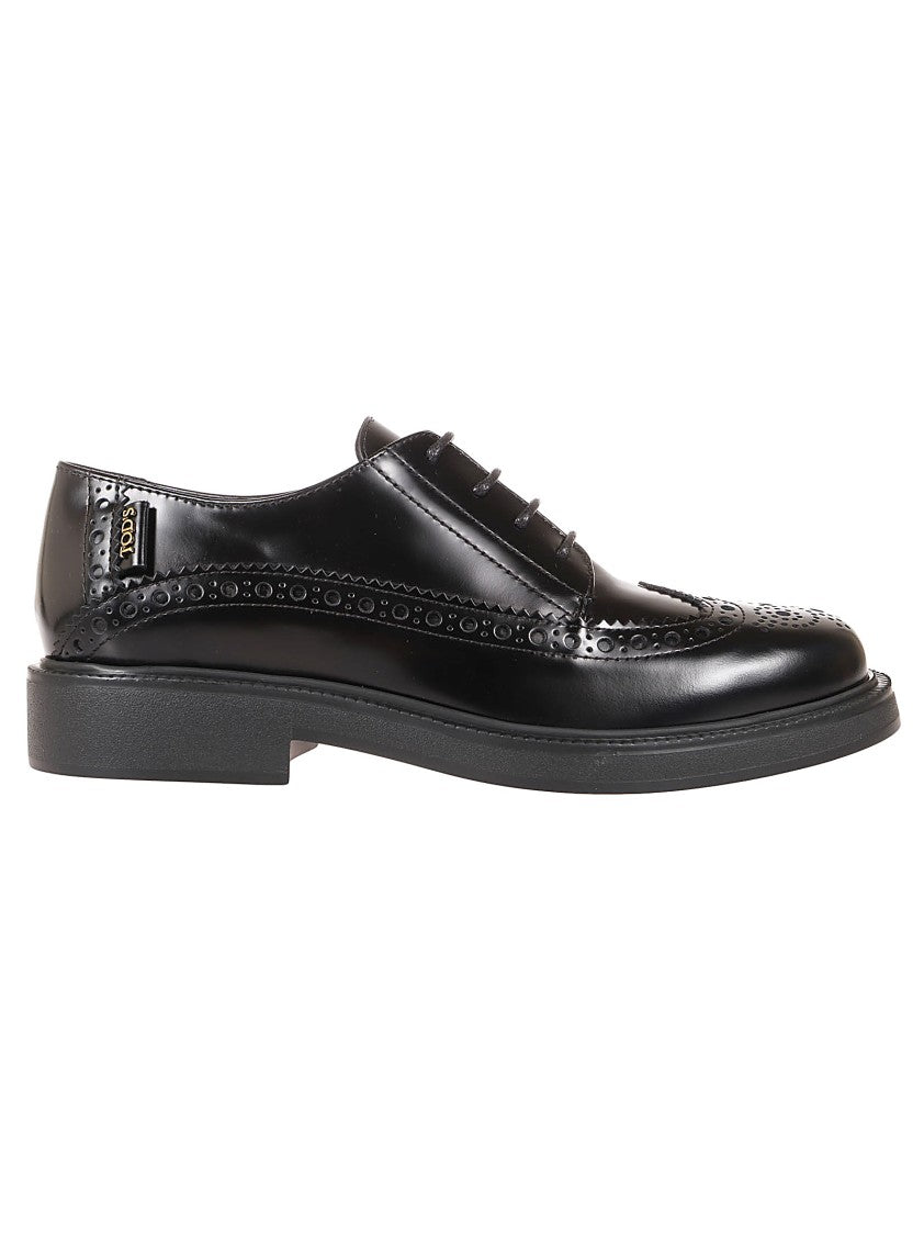 Tod's Brogue Detail Leather Shoes With Sturdy Sole