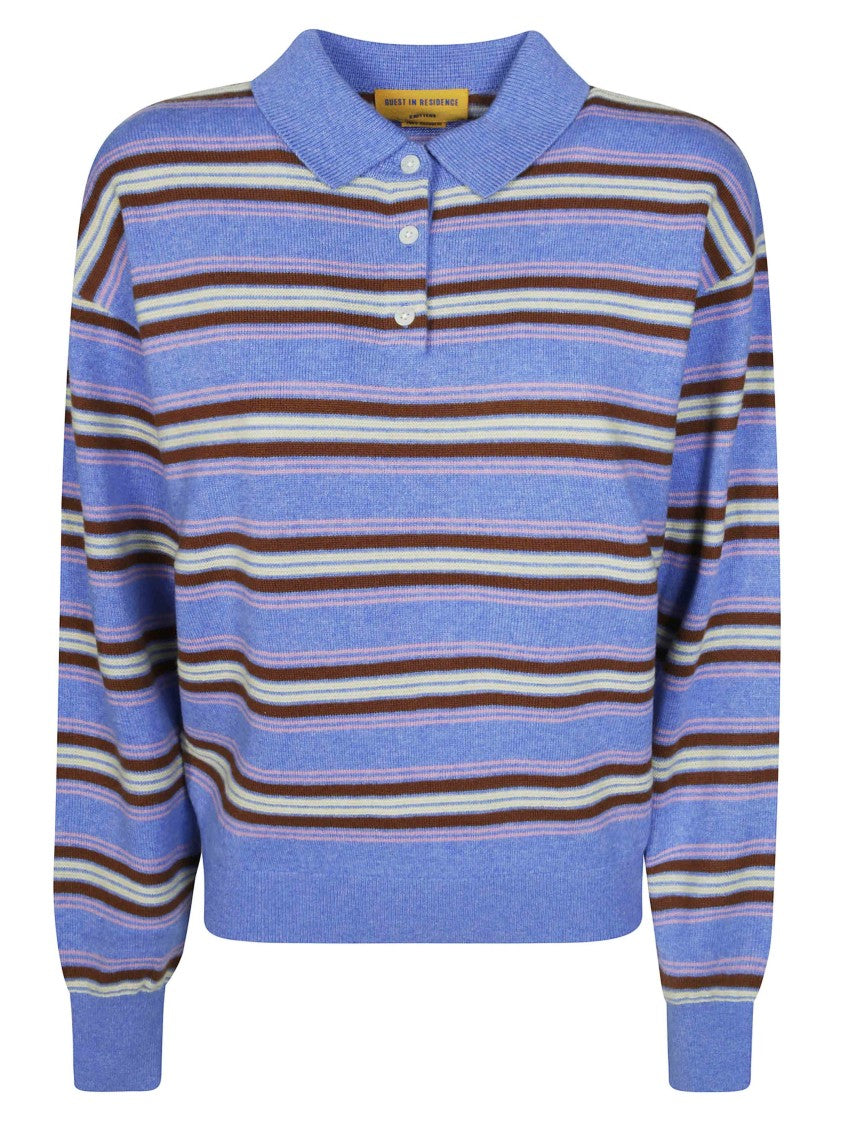 Guest In Residence Collegiate Stripe Knit Polo Shirt