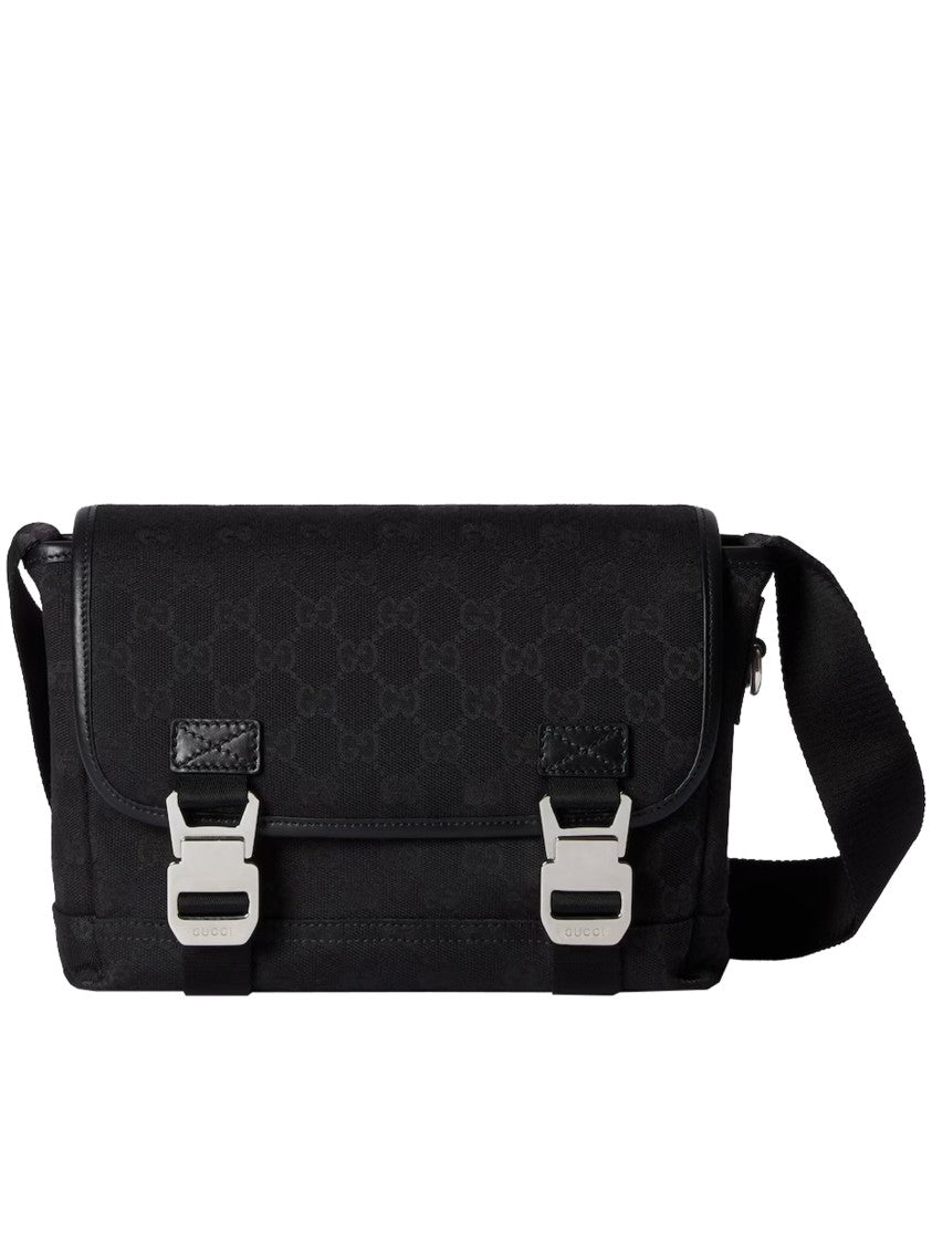 Gucci Black Rectangular Monogram Flap Crossbody Bag