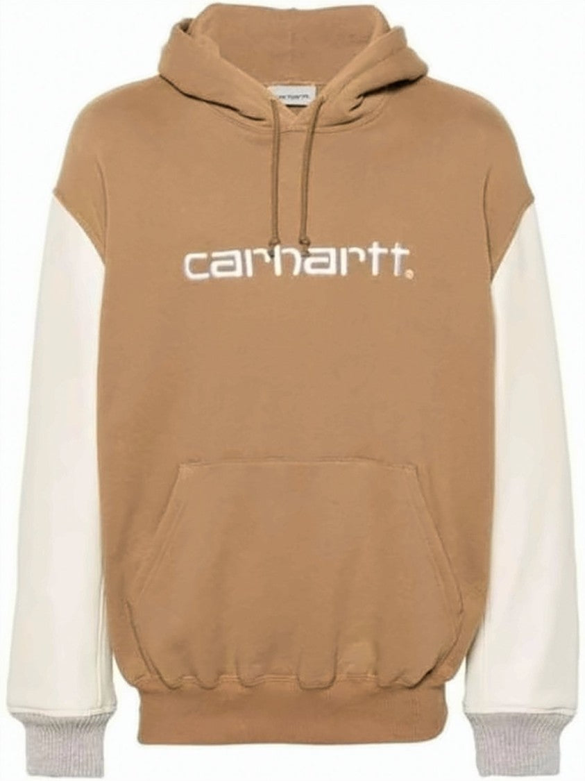 Junya Watanabe Two-Tone Hooded Sweatshirt With Kangaroo Pocket And Logo Emblem