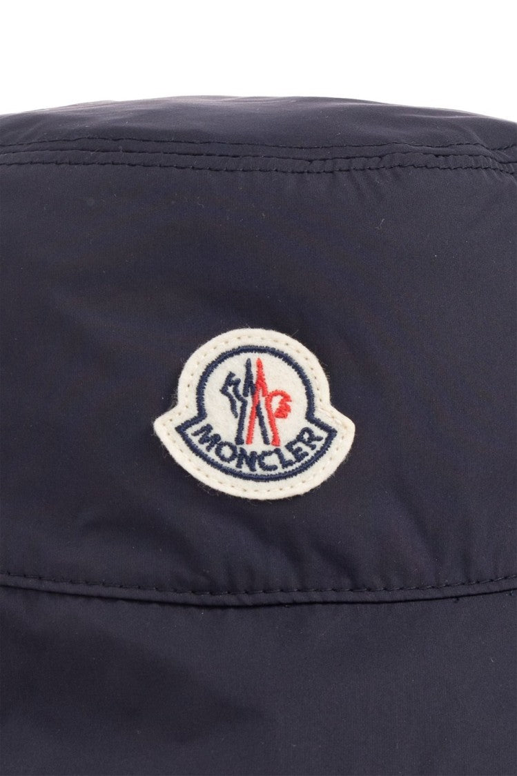 Moncler Soft Structured Black Bucket Hat With Logo Patch