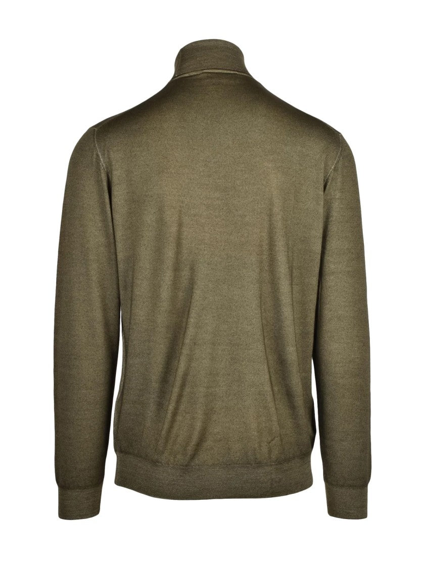 Mauro Ottaviani Olive Green Merino Wool Turtleneck Sweater