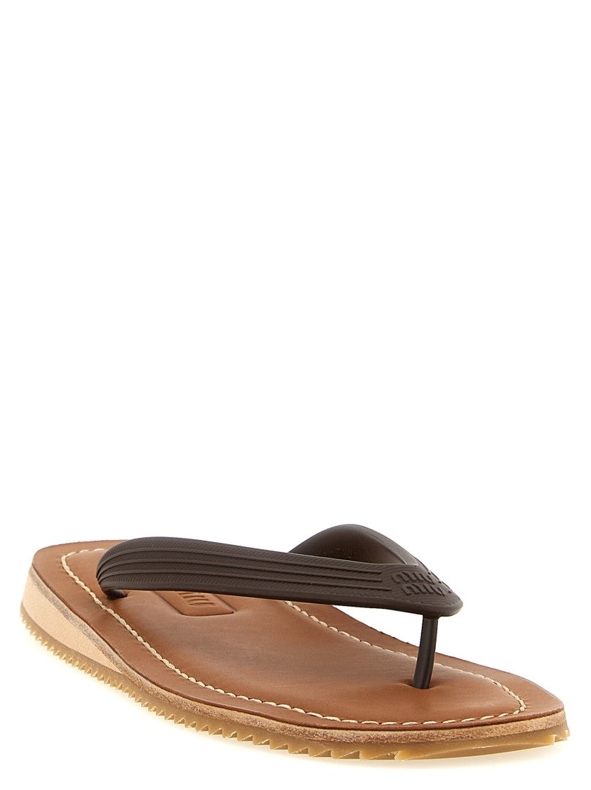 Miu Miu Rubber And Leather Slides