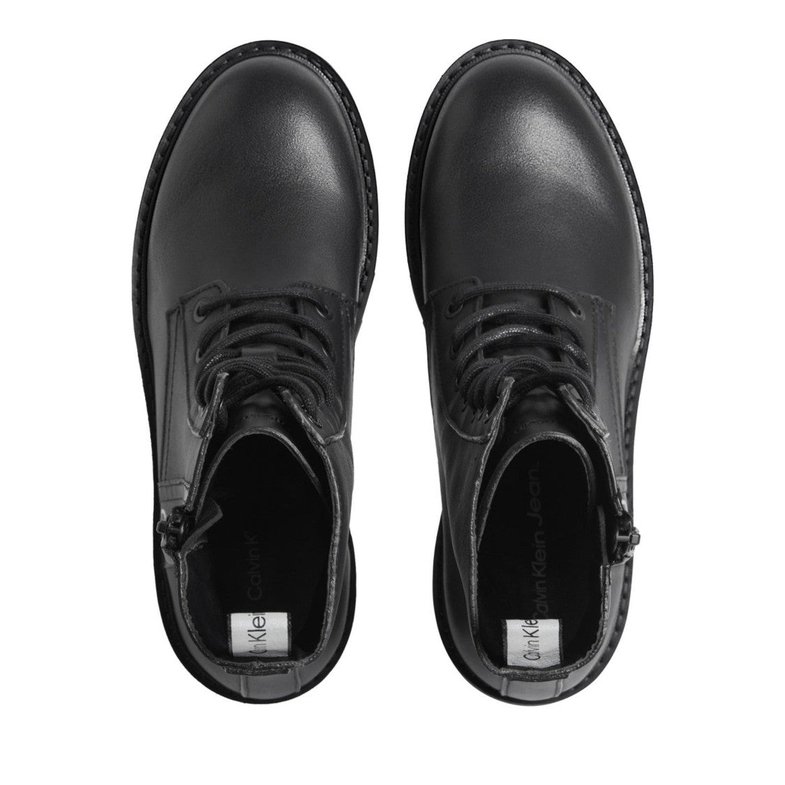 Calvin Klein Jeans Black Chunky Sole Leather Combat Boots
