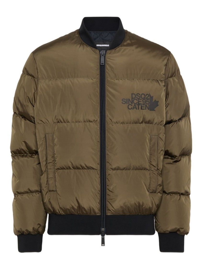 Dsquared2 Padded Green Puffer Jacket With Two-Way Zip