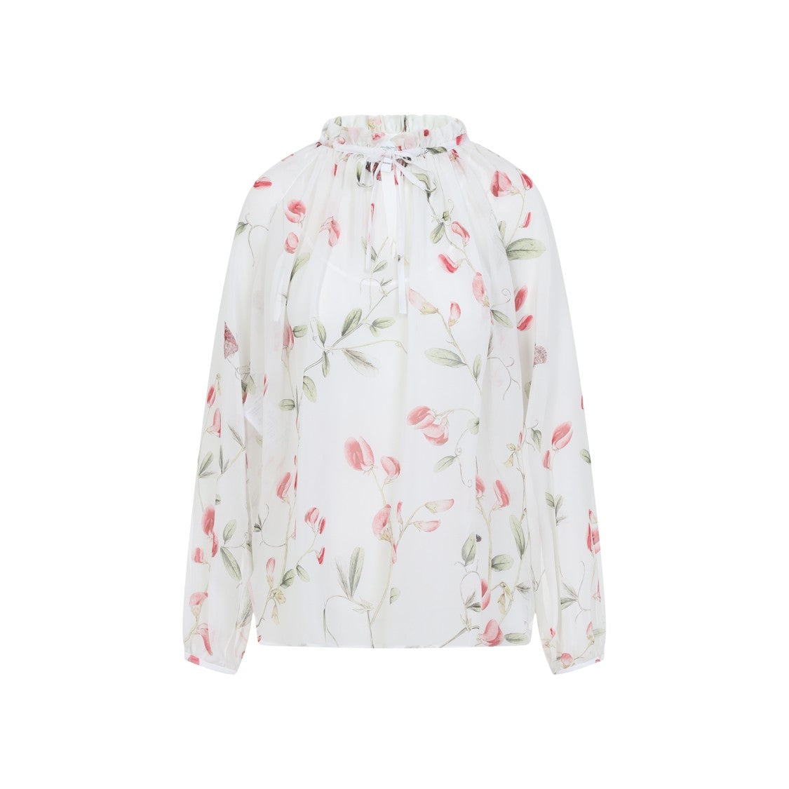 Giambattista Valli Sheer Floral Print Silk Shirt