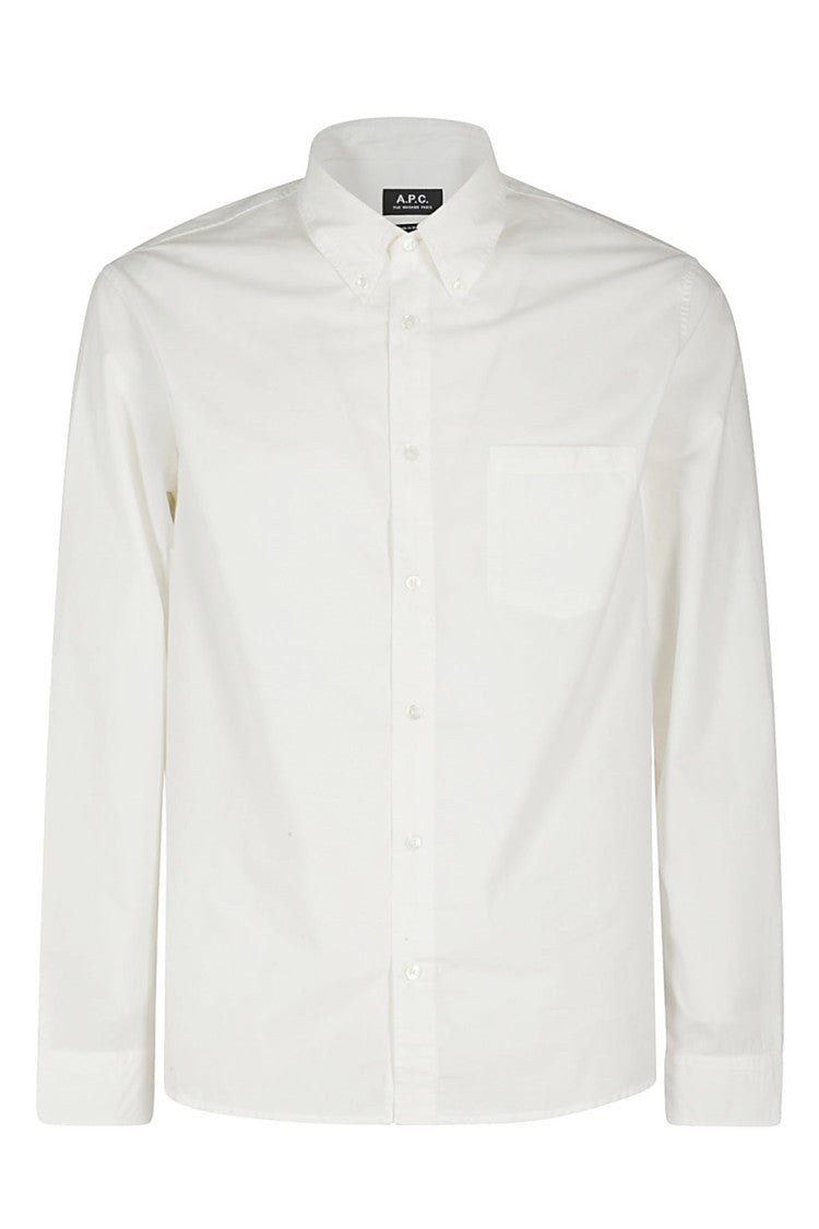 A.P.C. Classic White Edouard Shirt With Logo Embroidery
