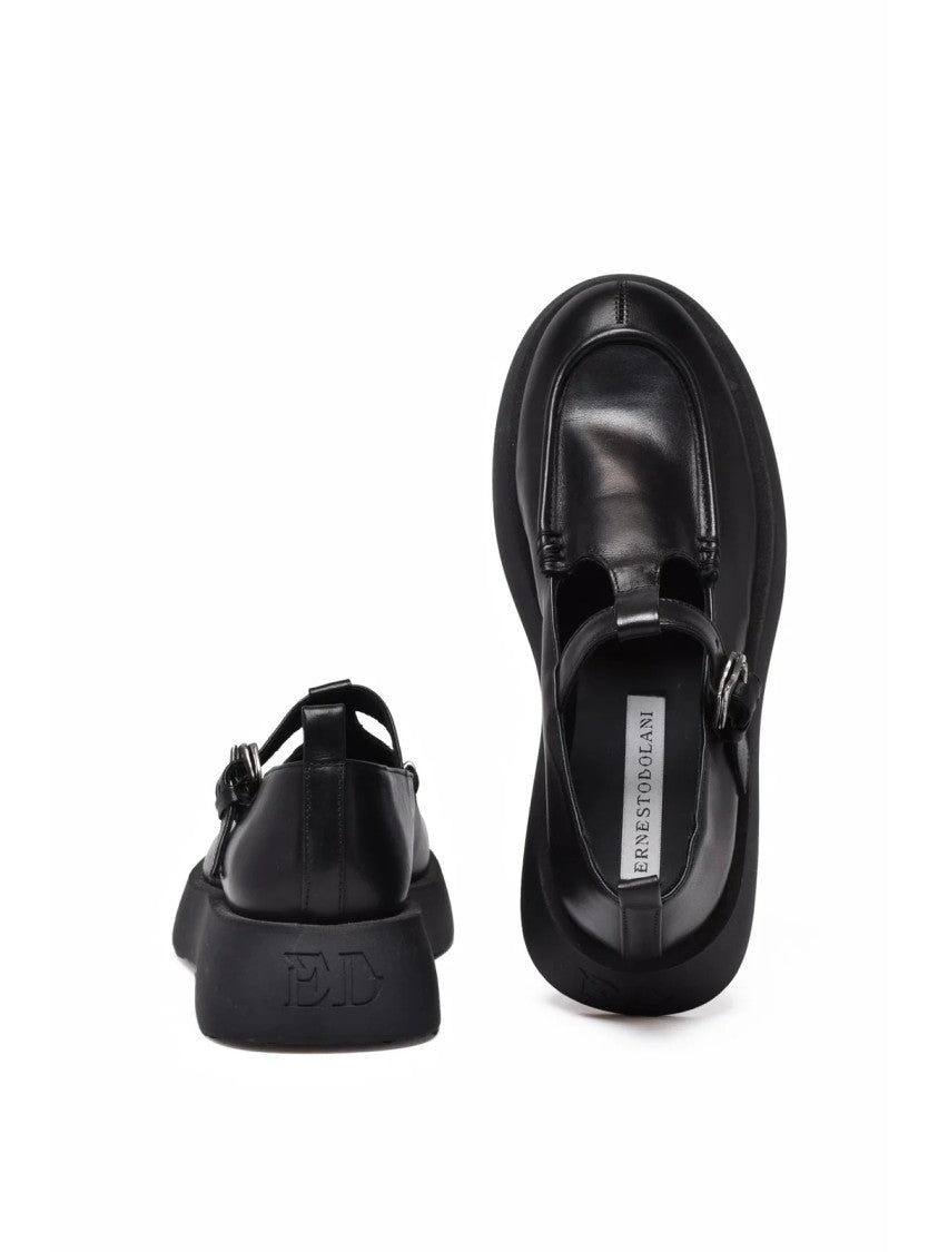 Ernesto Dolani Black Leather Buckle Loafers