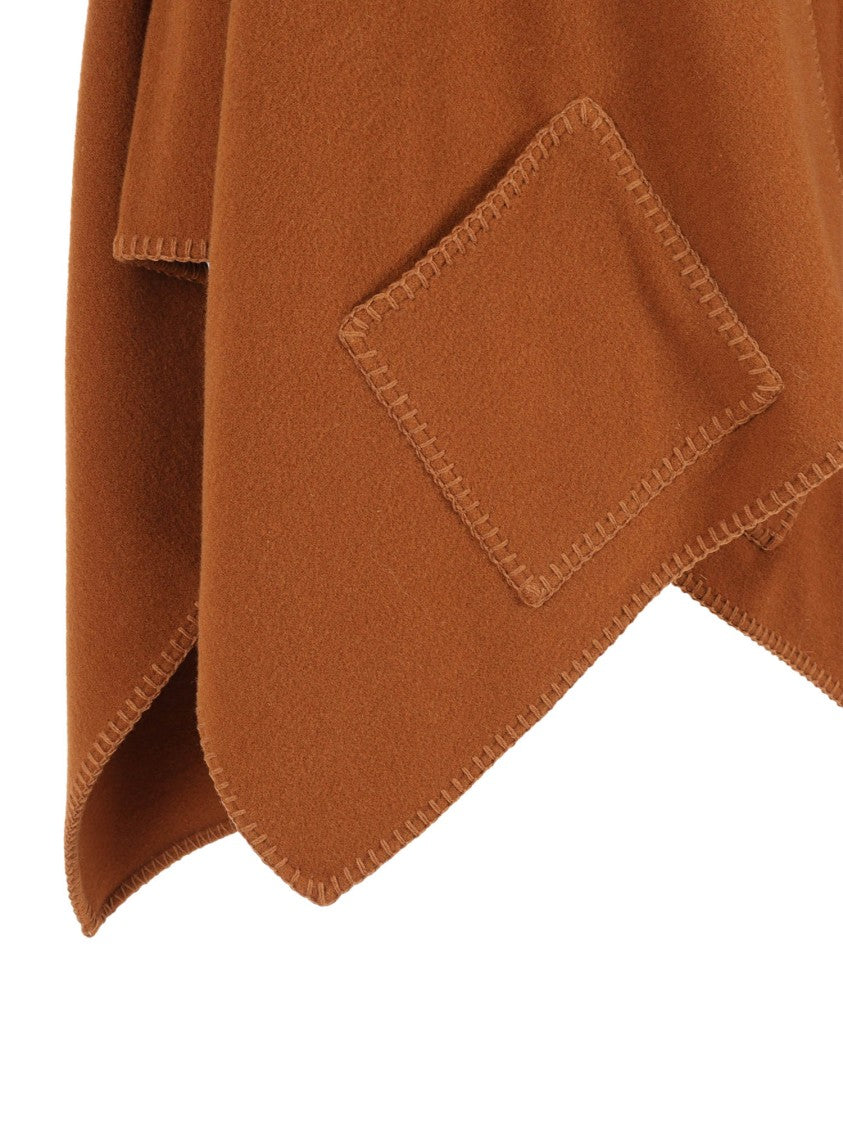 Fabiana Filippi Wool Cape With Unique Scarf Design