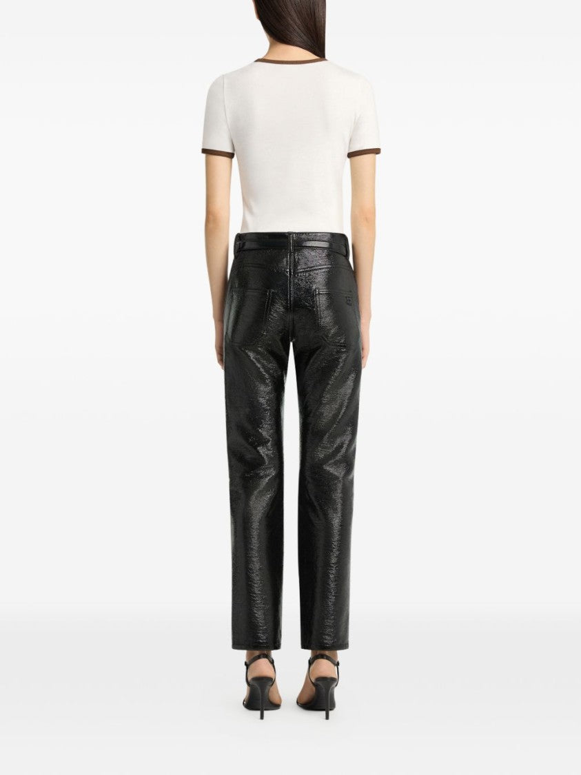 Courrèges White Fitted Contrast Trim Emblem T-Shirt