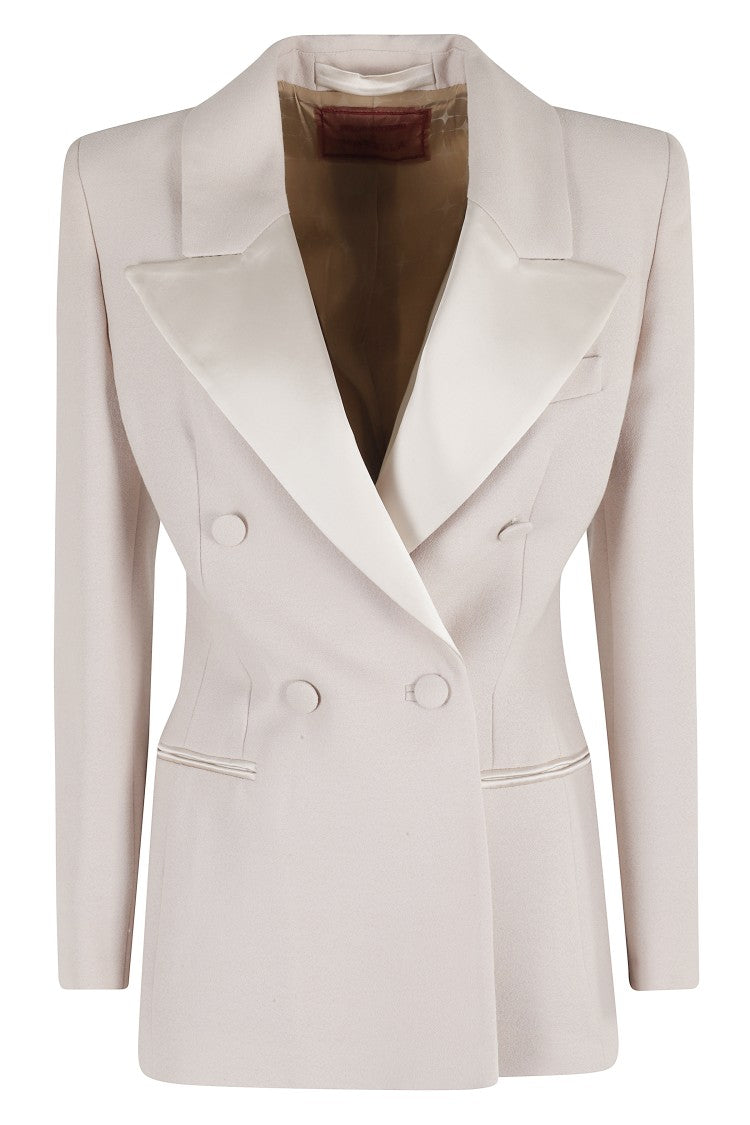 Stella Maxwell X Marella Ivory Double-Breasted Jacket With Peaked Lapel