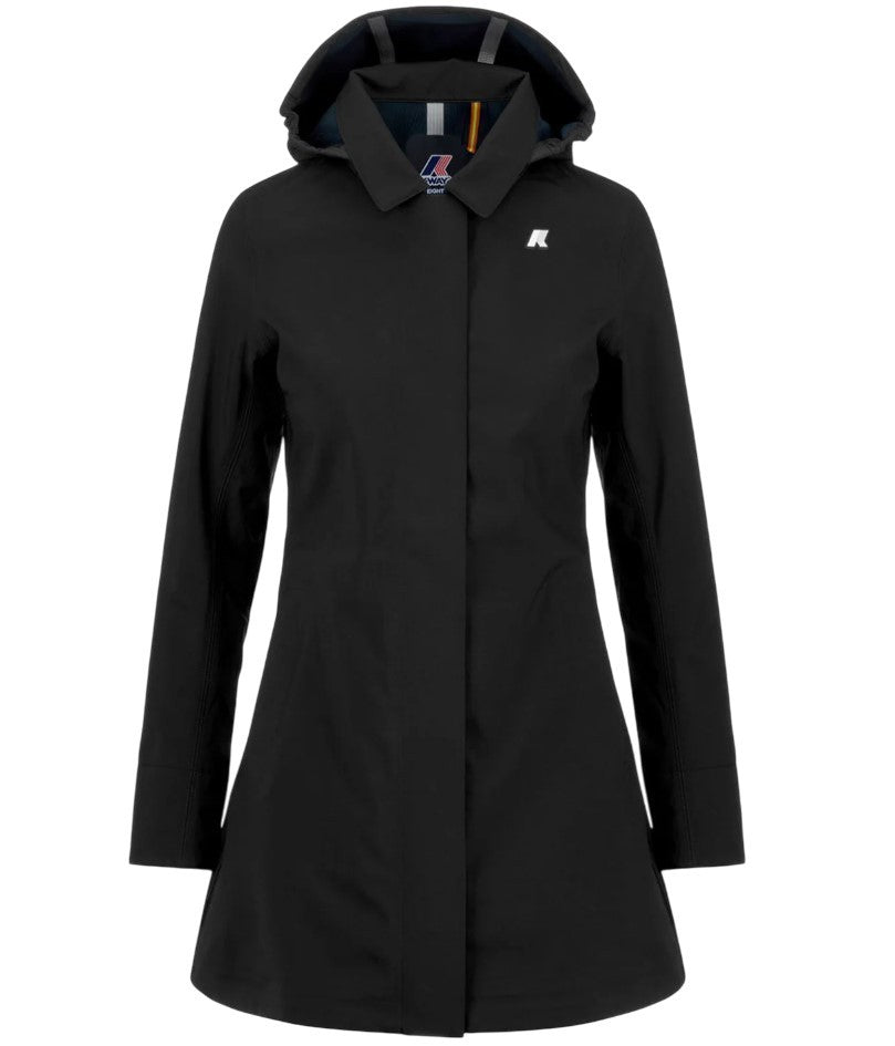 K-Way Short Black Coat With 3-Layer Waterproof Fabric