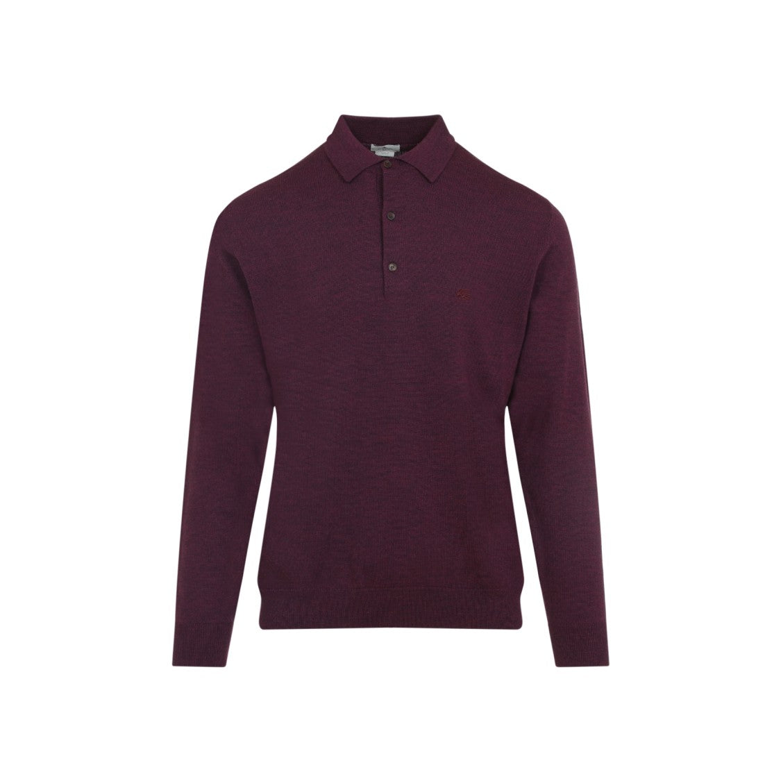 Etro Bordeaux Wool Knitted Long Sleeves Polo