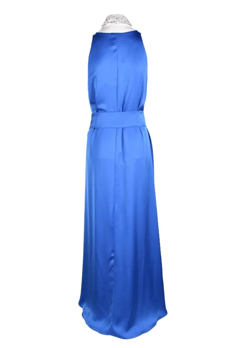 Access Fashion Maxi Dress With Detachable Collar - Blue