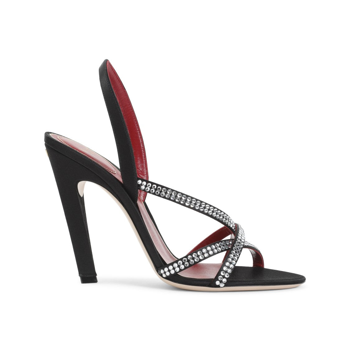 Valentino Garavani High-Heeled Black Sandals With Rhinestone Straps