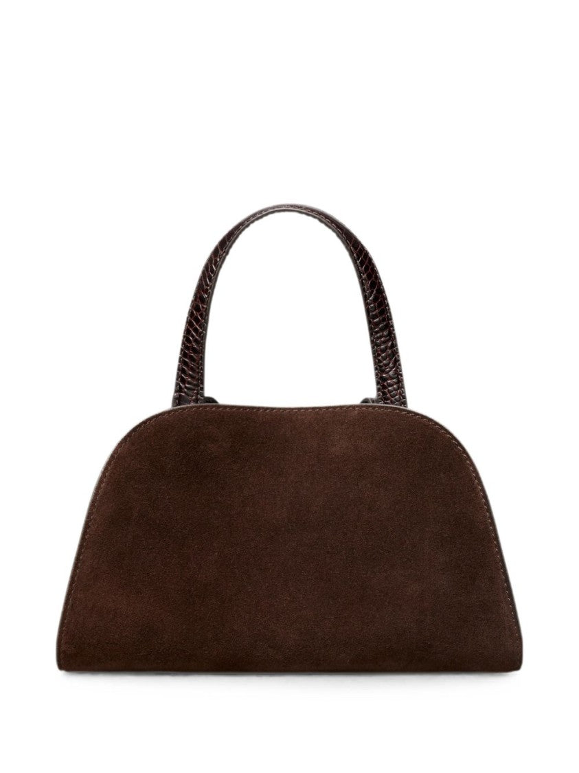 Tory Burch Structured Suede Handbag With Textured Leather Accents