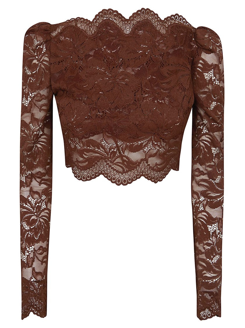 Paco Rabanne Lace Top With Scalloped Edges And Boat Neck Design