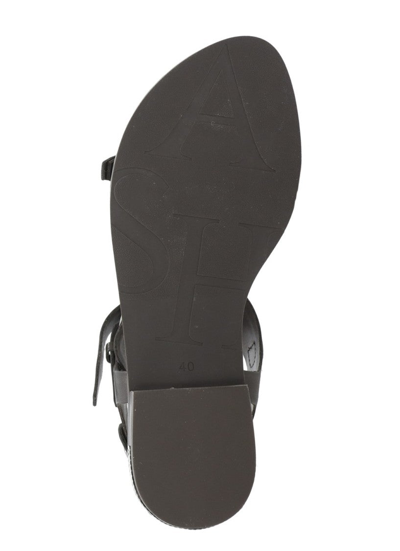 Ash Brown Piper Studded Leather Sandals