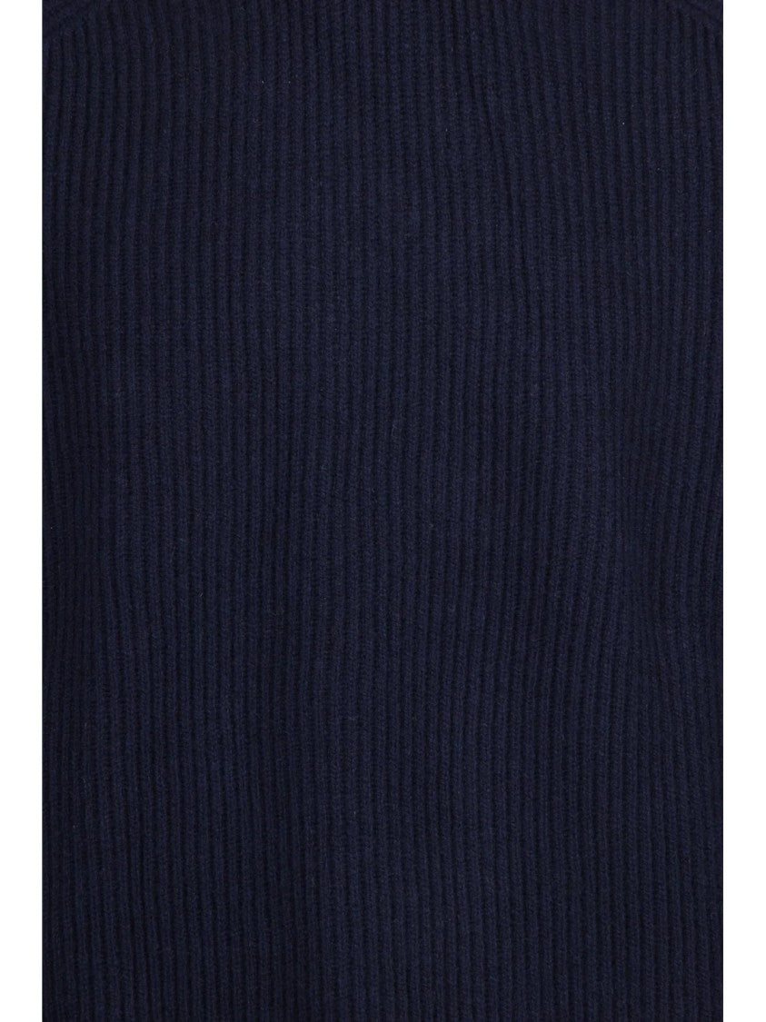 Atomofactory Blue Wool-Cashmere Ribbed Sweater