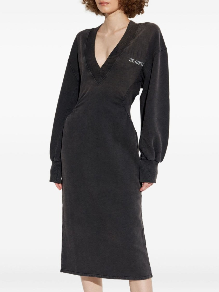 The Attico Faded Black American Fleece Midi Dress