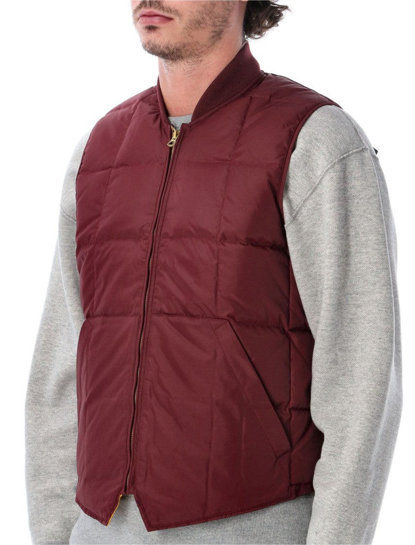 Fortela Vest1 Burgundy Duck Down Brass Zip Padded Vest