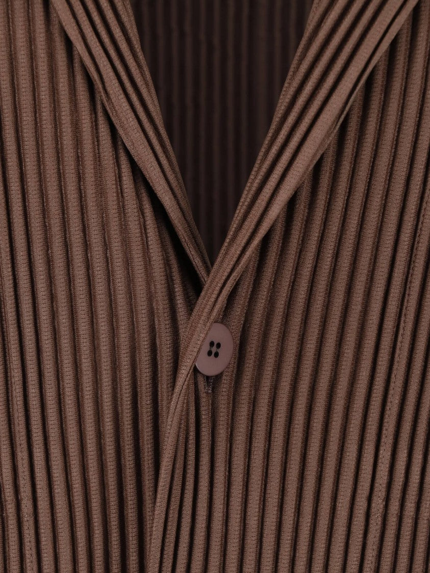 Homme Plissé Issey Miyake Brown Pleated Classic Lapel Blazer