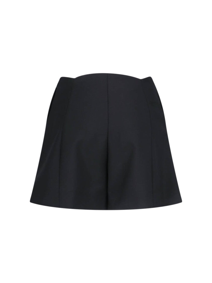 Givenchy Asymmetrical High-Waisted Black Wool And Mohair Shorts