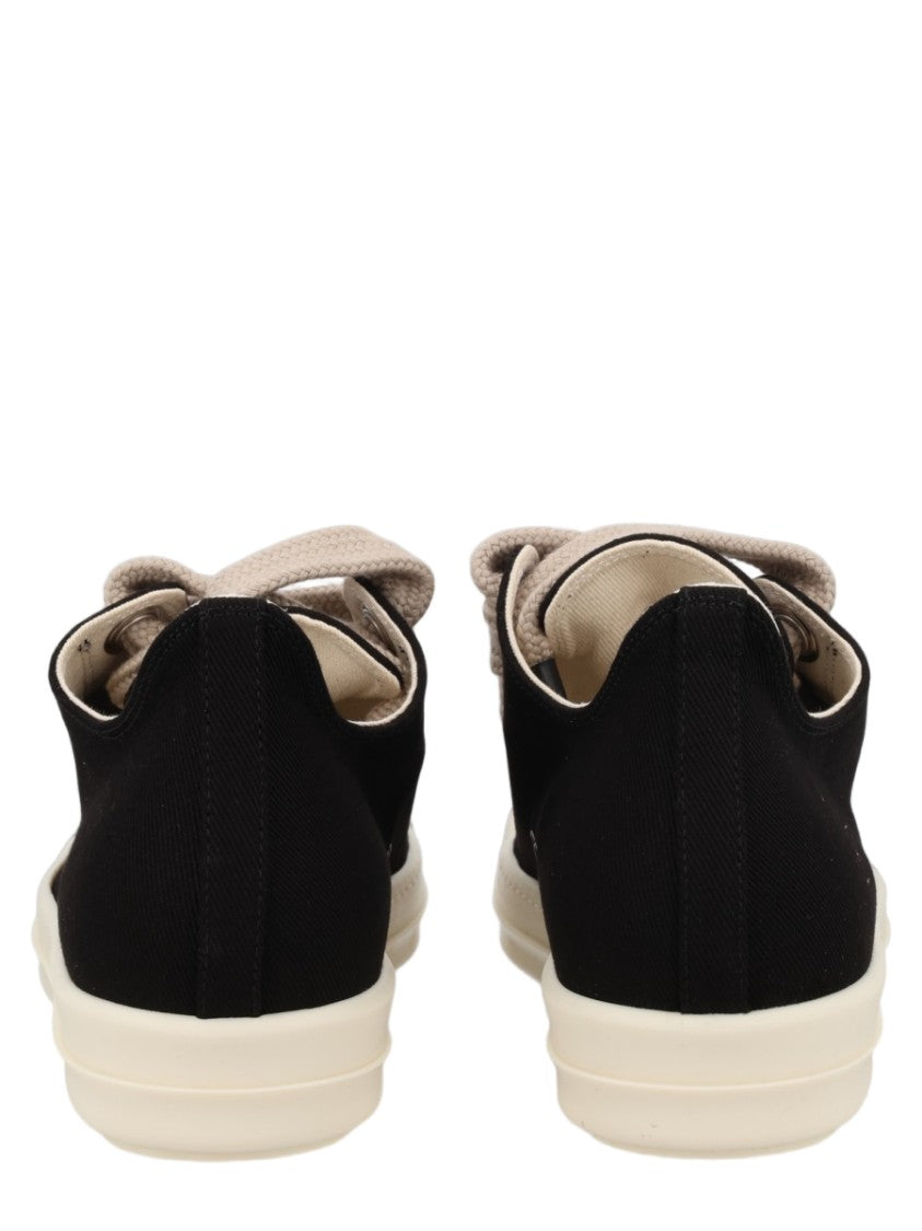 Drkshdw By Rick Owens Low-Top Sneakers With Oversized Beige Laces And Thick Off-White Sole